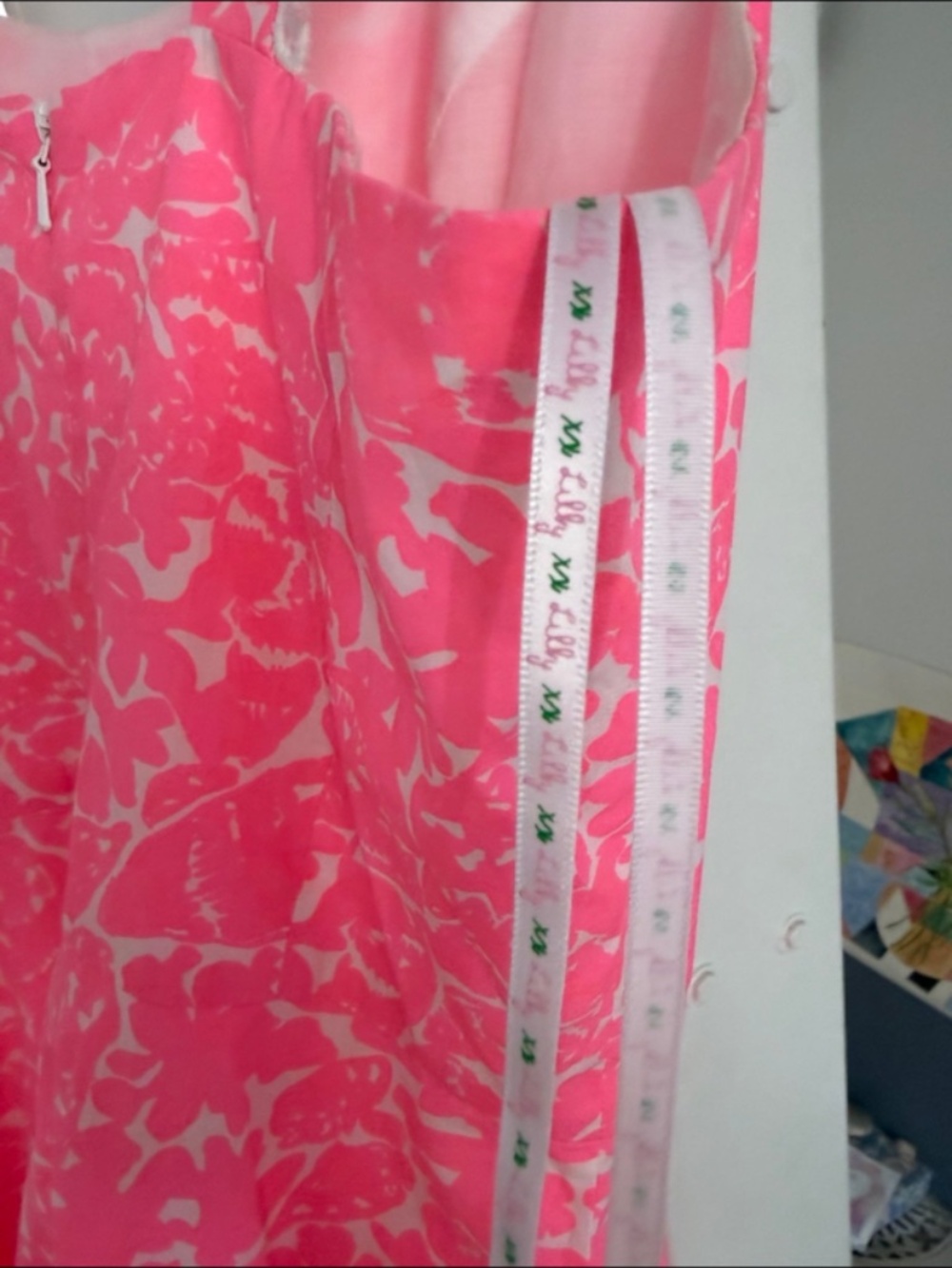NEW Lilly Pulitzer Flared Swing Dress Size 4 Pink Floral Print With Lace Trim - Picture 11 of 12